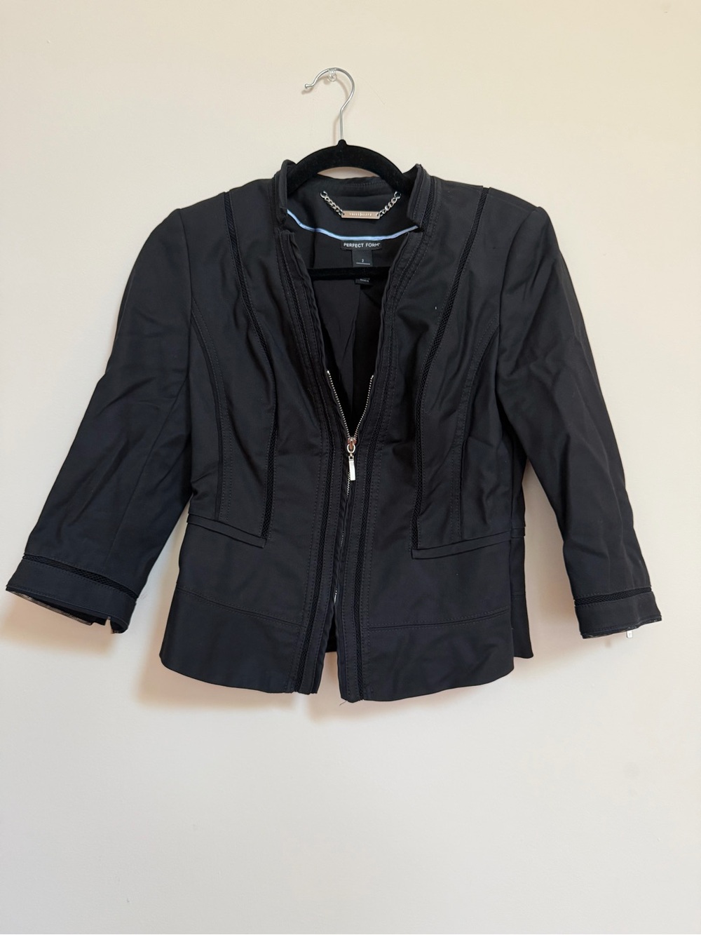 White House Black Market Black Zip-Front Tailored Jacket - Picture 2 of 3